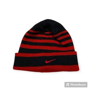 Nike Black and red striped beanie